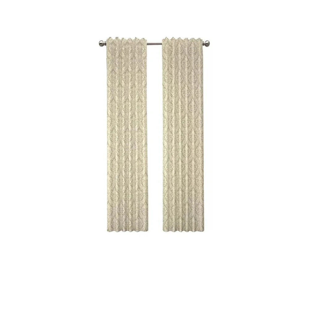 Waverly NIP Linen 1-Panel DONNINGTON Damask Light Filtering Window Curtain 52x63